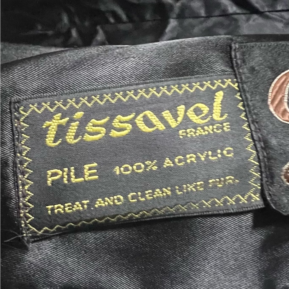 Vintage Hillmoor NY Tissavel France Faux Fur Jacket Coat Black Union Made Winter - Picture 11 of 14